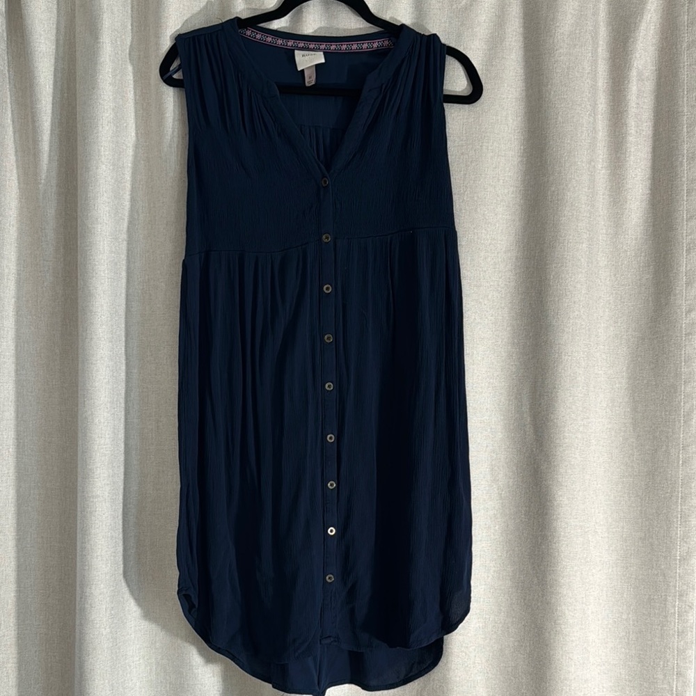 Women's Navy Sleeveless Button-Down Beach Pool Dress